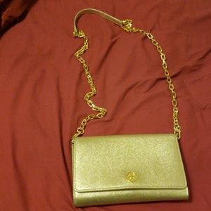 Authentic Gold Tory burch Robinson chain wallet